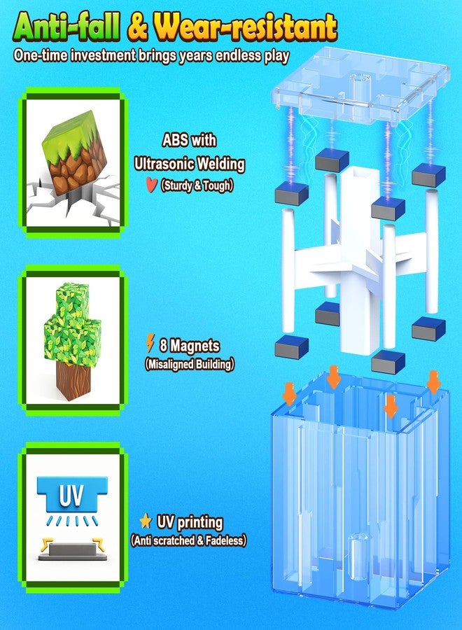 Gooidea 200 Magnetic Blocks Magnetic Building Blocks, Mine Magnet World Building Crafts, Sensory Toys Learning Game, for Kids Ages 3-5 5-7 8-12 Year Old - Garden Wonderland Playset - Image 2